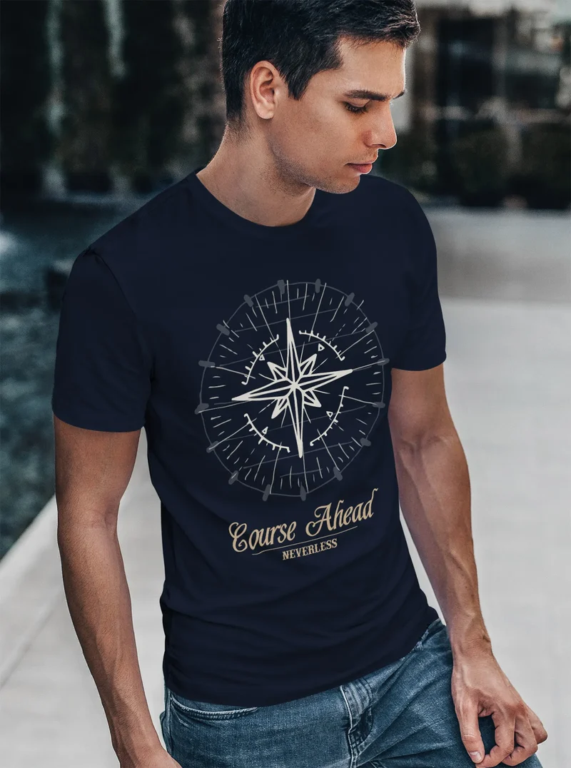 Herren T-Shirt Kompass Windrose Navigator Segeln Slim Fit