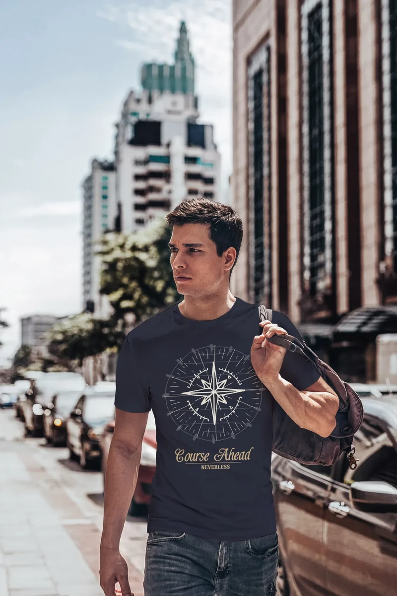 Herren T-Shirt Kompass Windrose Navigator Segeln Slim Fit