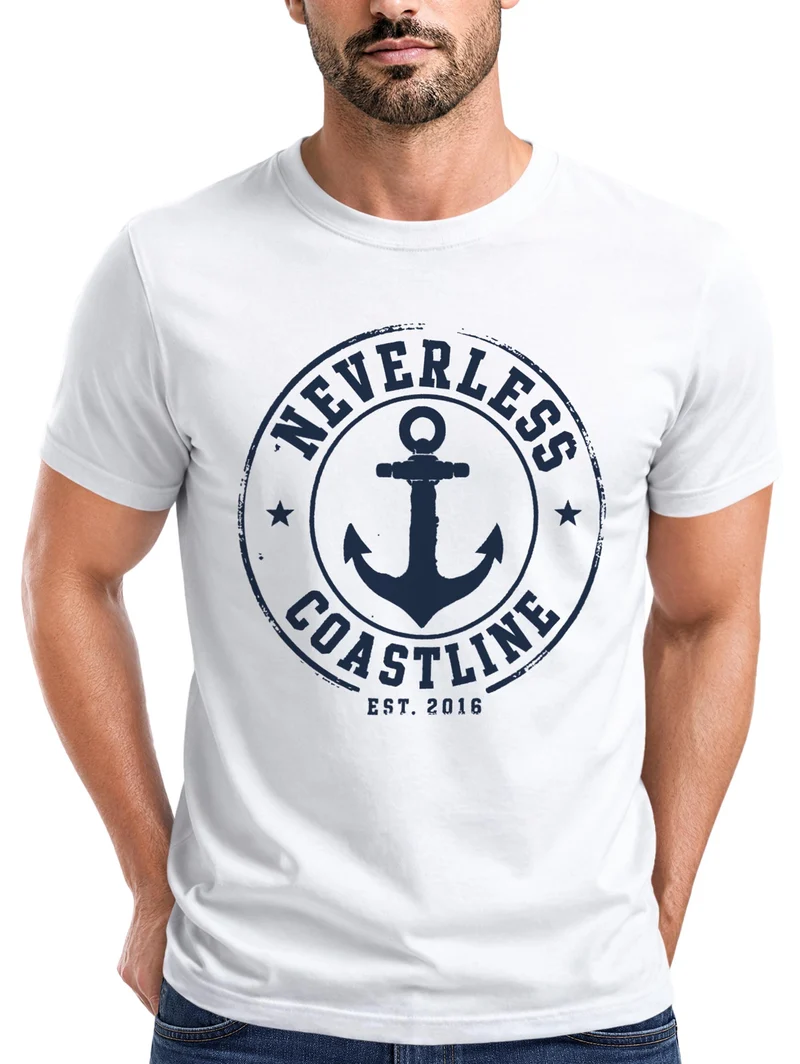 Herren T-Shirt mit Frontprint - Coastal - Slim Fit