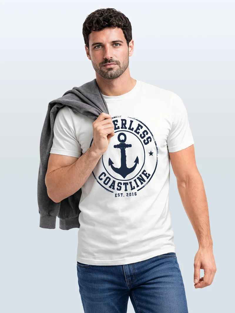 Herren T-Shirt mit Frontprint - Coastal - Slim Fit