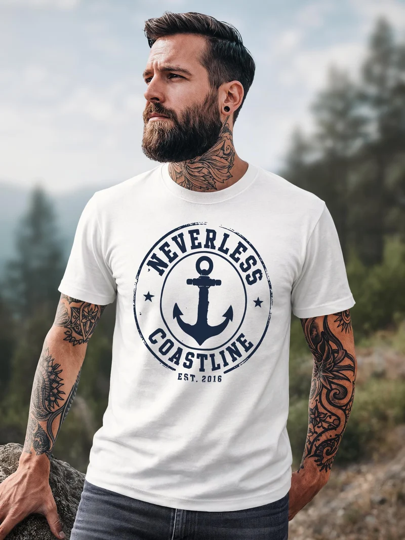 Herren T-Shirt mit Frontprint - Coastal - Slim Fit