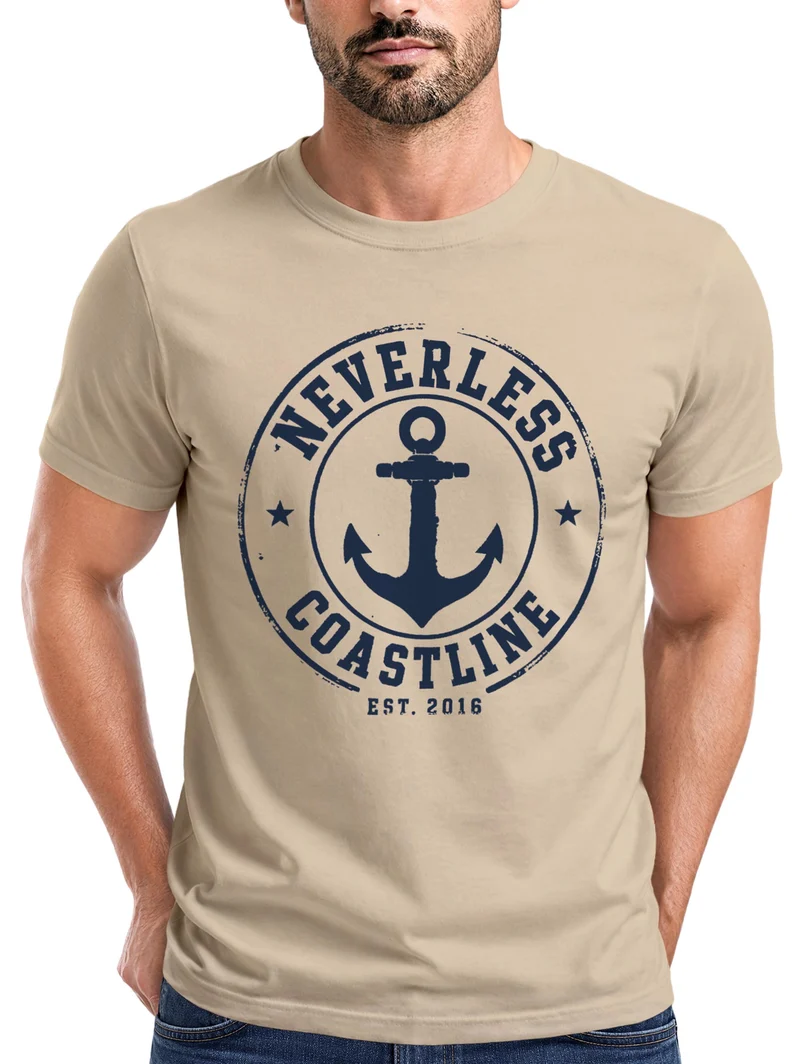 Herren T-Shirt mit Frontprint - Coastal - Slim Fit