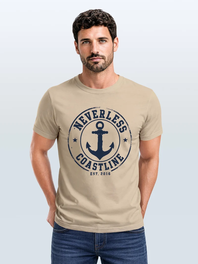 Herren T-Shirt mit Frontprint - Coastal - Slim Fit
