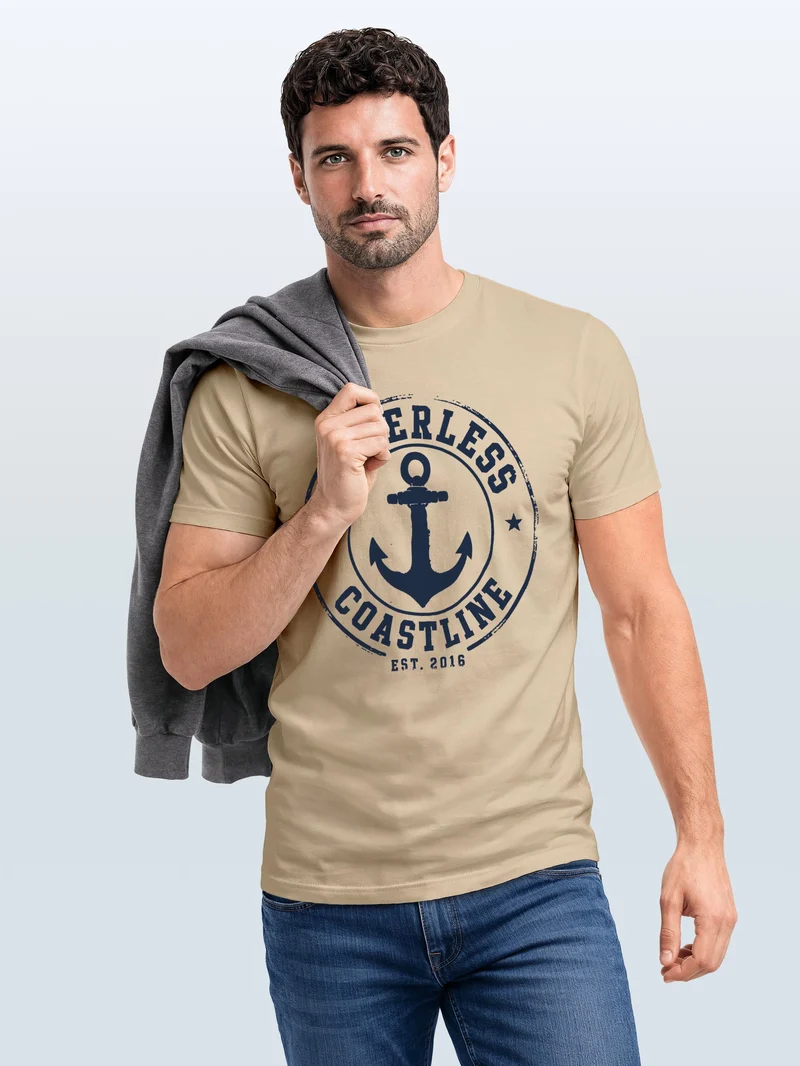 Herren T-Shirt mit Frontprint - Coastal - Slim Fit