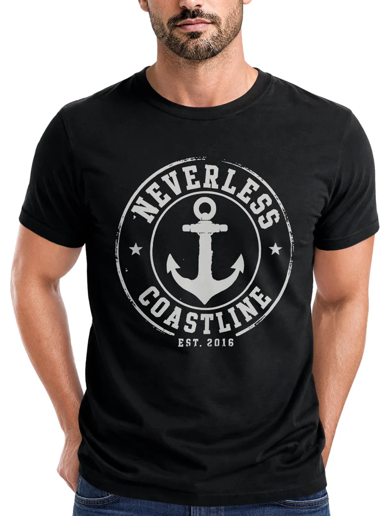 Herren T-Shirt mit Frontprint - Coastal - Slim Fit