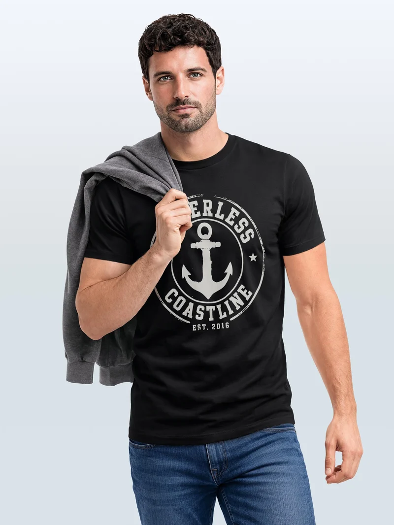 Herren T-Shirt mit Frontprint - Coastal - Slim Fit