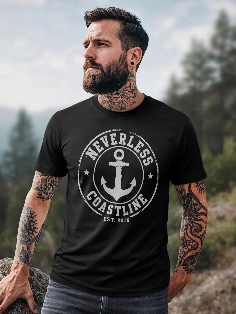 Herren T-Shirt mit Frontprint - Coastal - Slim Fit