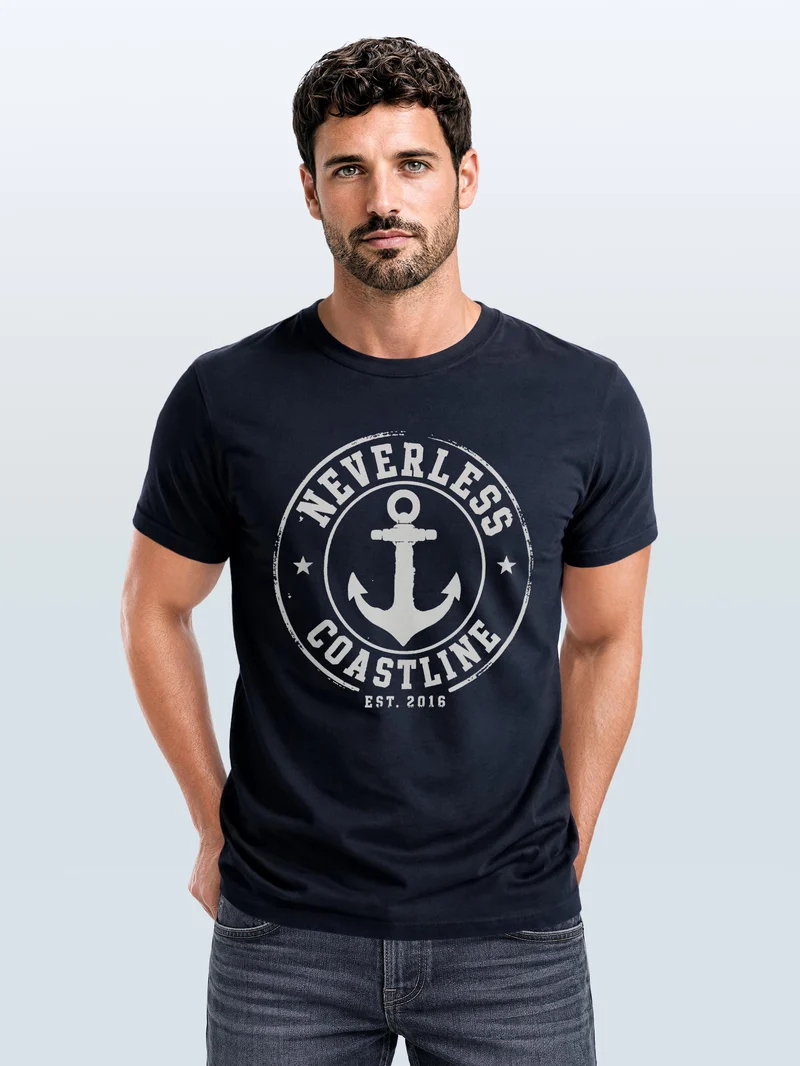 Herren T-Shirt mit Frontprint - Coastal - Slim Fit