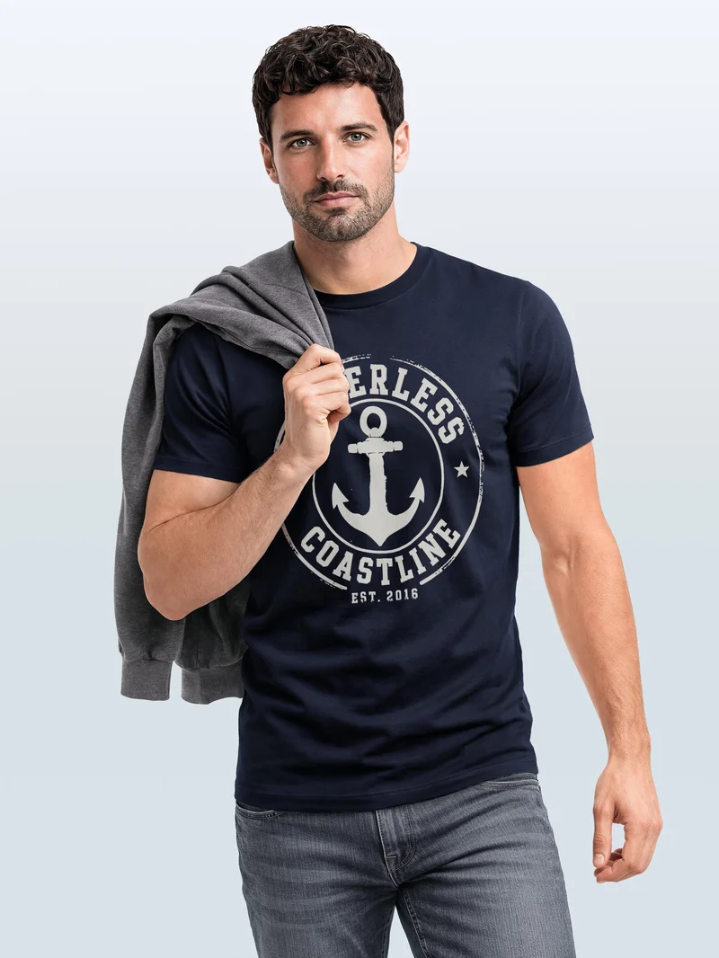 Herren T-Shirt mit Frontprint - Coastal - Slim Fit