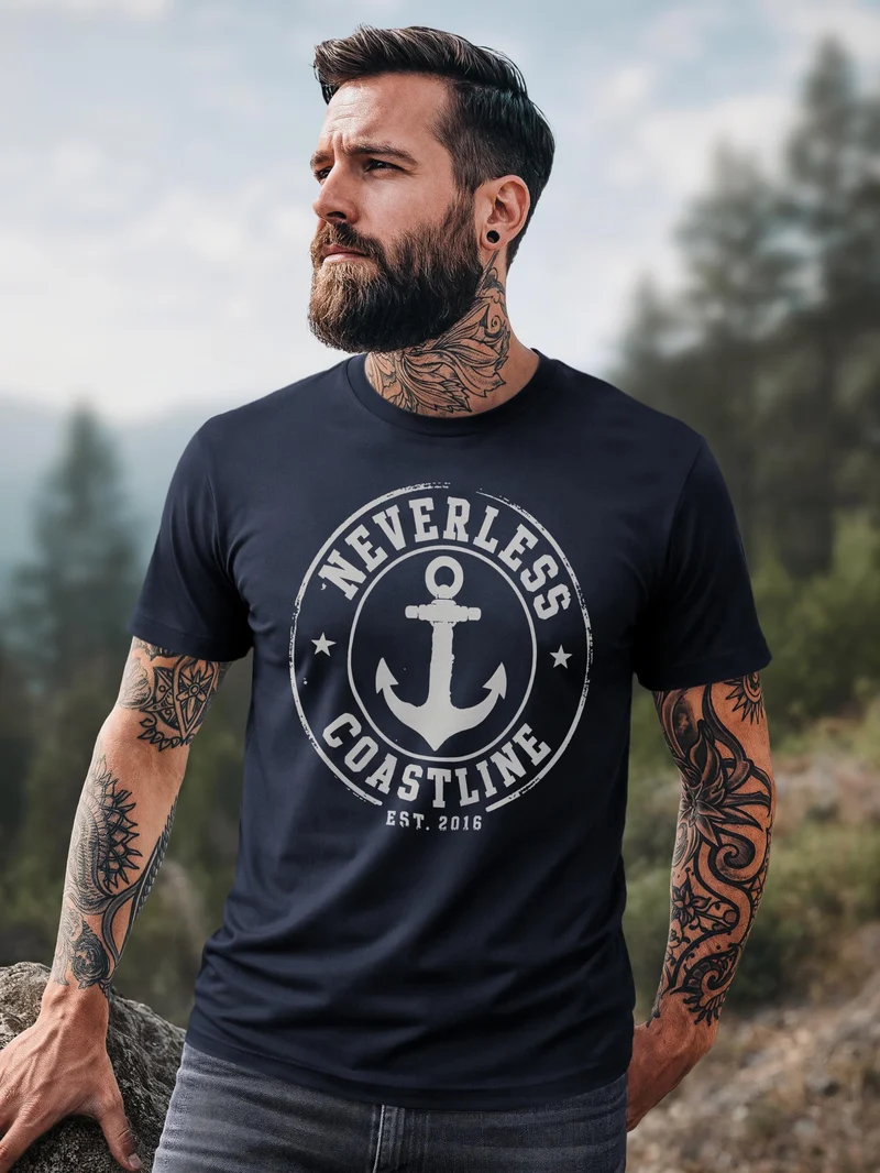 Herren T-Shirt mit Frontprint - Coastal - Slim Fit