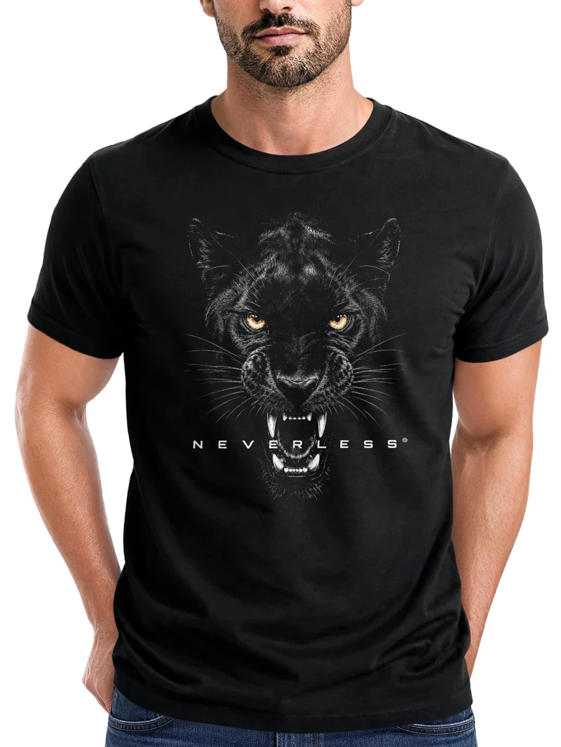 Herren T-Shirt Frontprint - Panther - Baumwollshirt Männer Fashion Streetstyle Slim Fit
