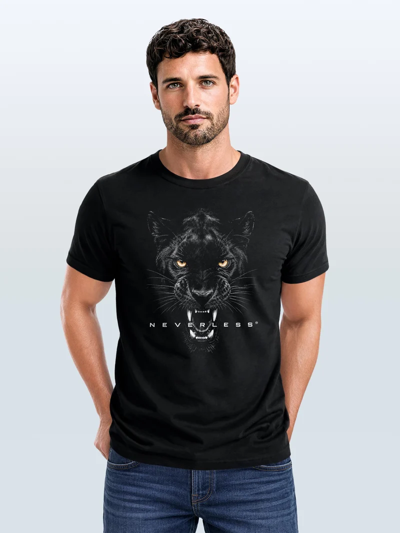 Herren T-Shirt Frontprint - Panther - Baumwollshirt Männer Fashion Streetstyle Slim Fit