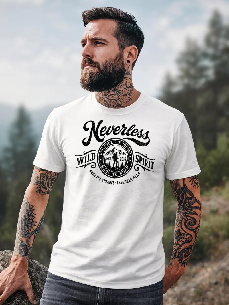 Herren T-Shirt Frontprint - Wild Spirit - Baumwollshirt Männer Fashion Streetstyle Slim Fit