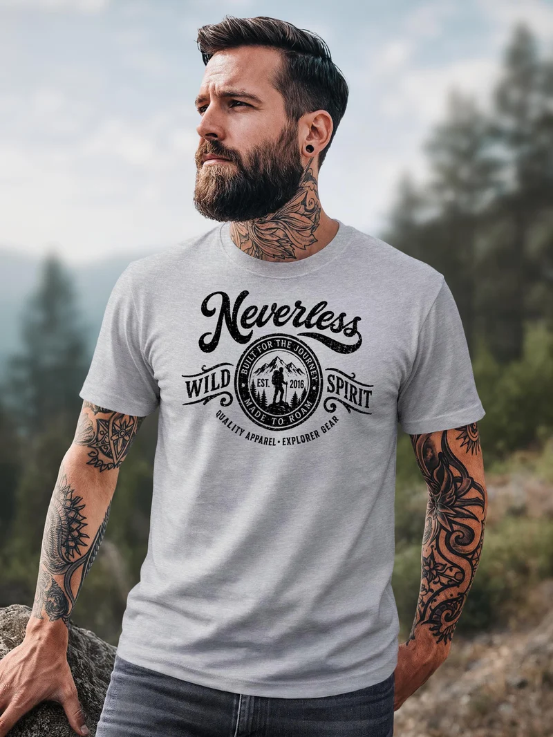 Herren T-Shirt Frontprint - Wild Spirit - Baumwollshirt Männer Fashion Streetstyle Slim Fit
