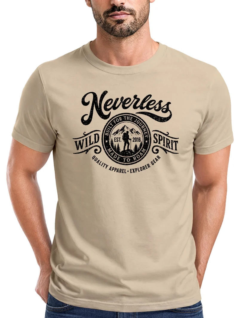 Herren T-Shirt Frontprint - Wild Spirit - Baumwollshirt Männer Fashion Streetstyle Slim Fit