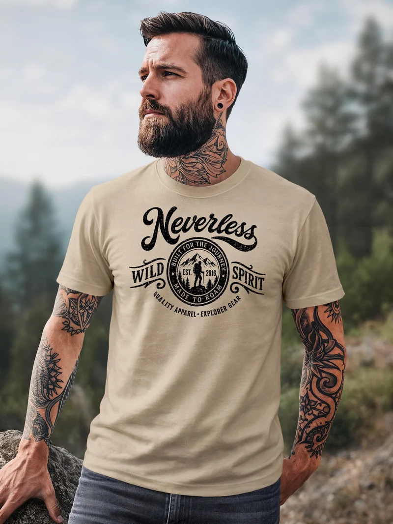Herren T-Shirt Frontprint - Wild Spirit - Baumwollshirt Männer Fashion Streetstyle Slim Fit