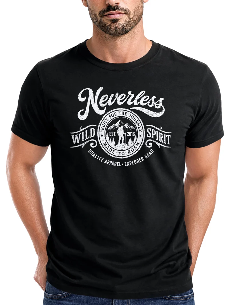 Herren T-Shirt Frontprint - Wild Spirit - Baumwollshirt Männer Fashion Streetstyle Slim Fit