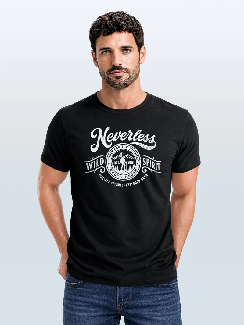 Herren T-Shirt Frontprint - Wild Spirit - Baumwollshirt Männer Fashion Streetstyle Slim Fit