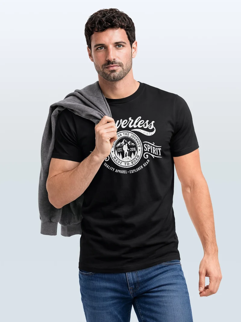 Herren T-Shirt Frontprint - Wild Spirit - Baumwollshirt Männer Fashion Streetstyle Slim Fit