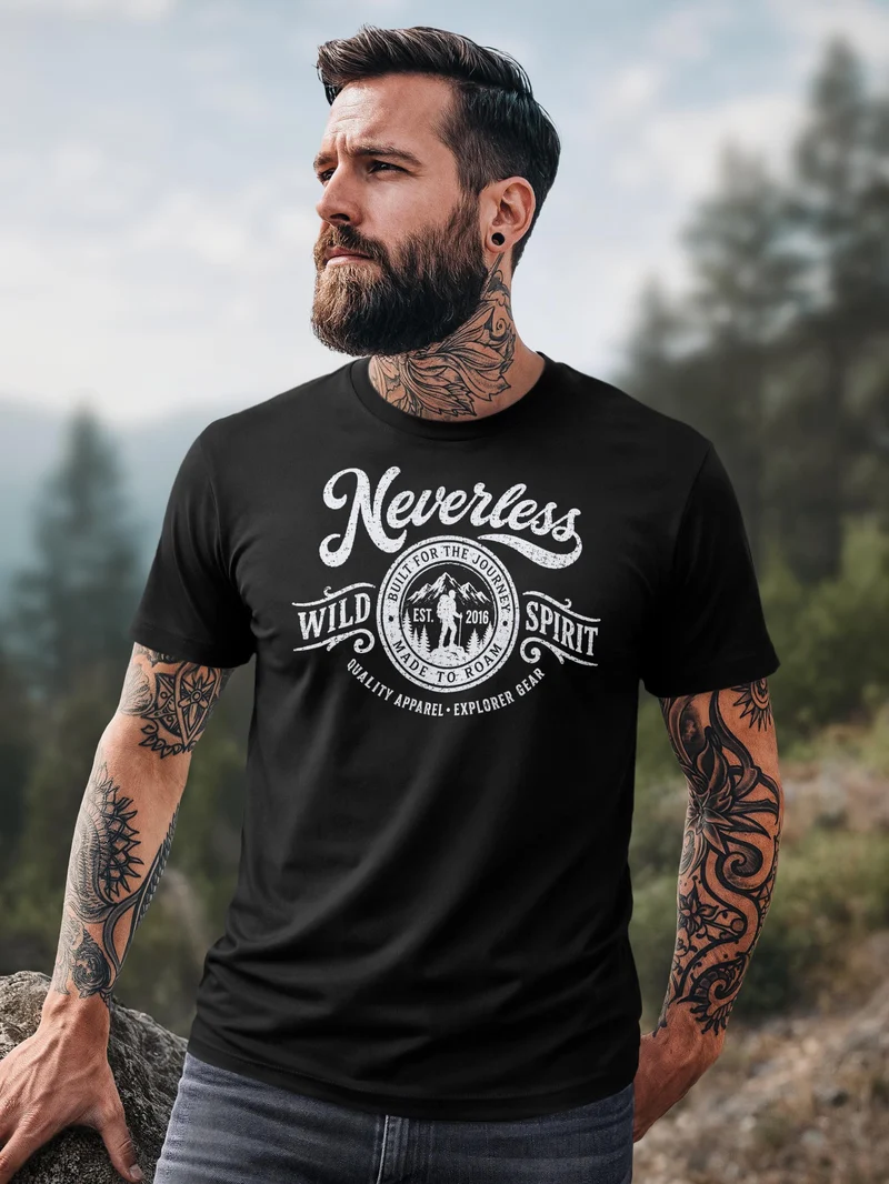 Herren T-Shirt Frontprint - Wild Spirit - Baumwollshirt Männer Fashion Streetstyle Slim Fit
