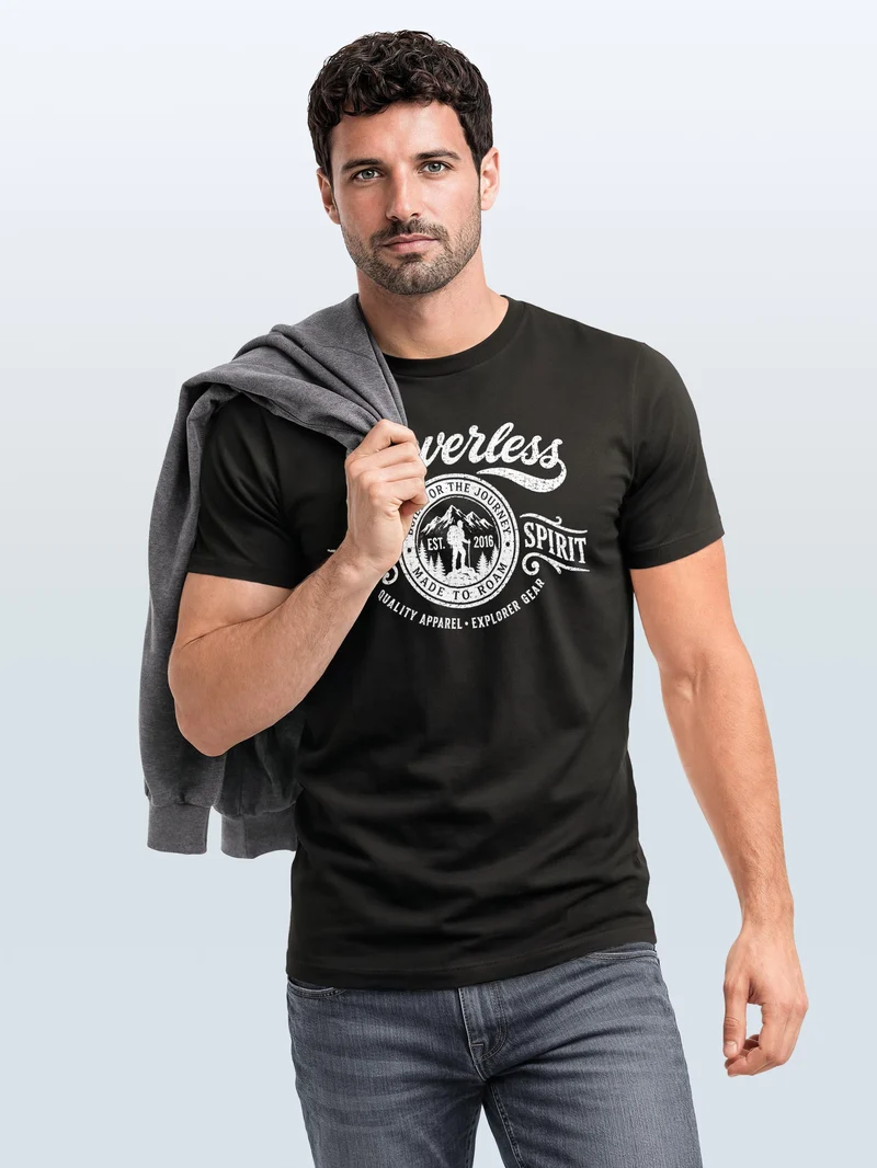Herren T-Shirt Frontprint - Wild Spirit - Baumwollshirt Männer Fashion Streetstyle Slim Fit
