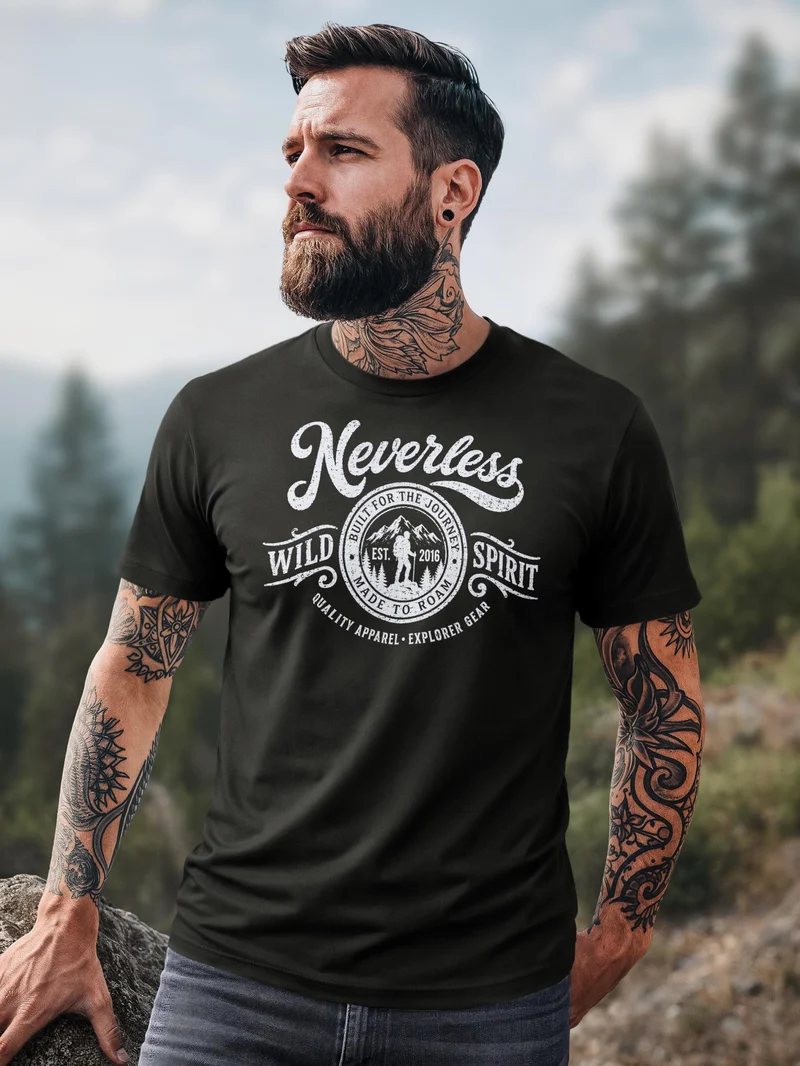 Herren T-Shirt Frontprint - Wild Spirit - Baumwollshirt Männer Fashion Streetstyle Slim Fit