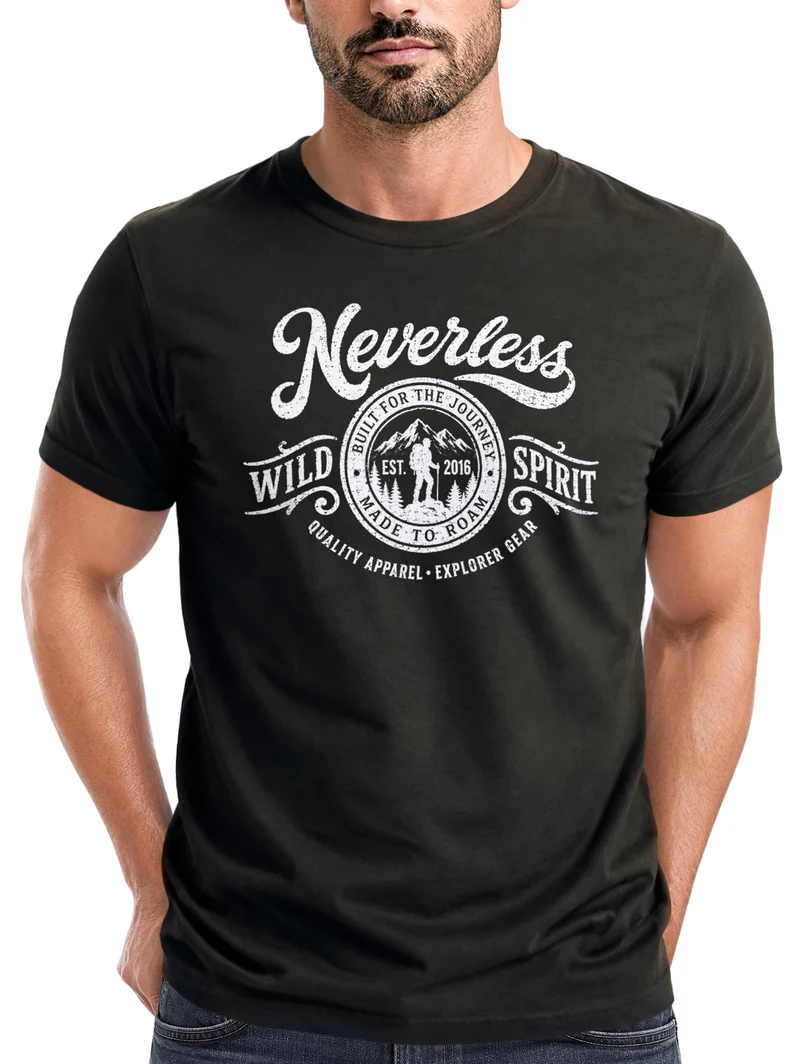 Herren T-Shirt Frontprint - Wild Spirit - Baumwollshirt Männer Fashion Streetstyle Slim Fit