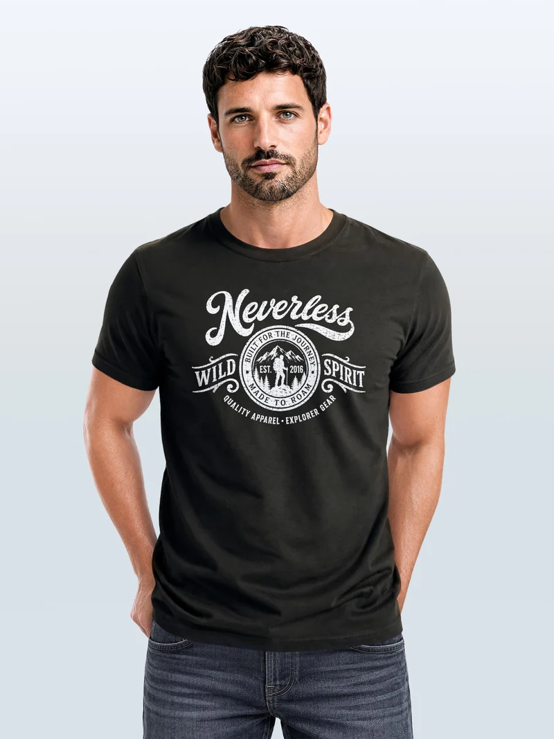 Herren T-Shirt Frontprint - Wild Spirit - Baumwollshirt Männer Fashion Streetstyle Slim Fit