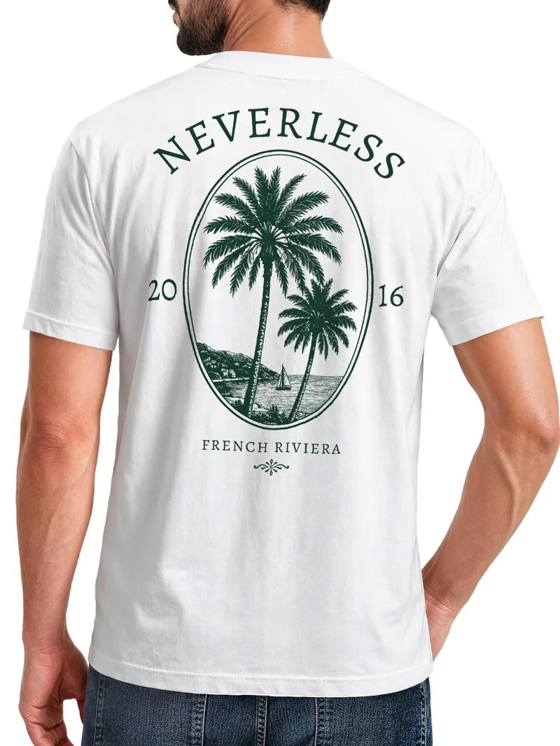 Herren T-Shirt Backprint - French Riviera - Baumwollshirt Männer Slim Fit
