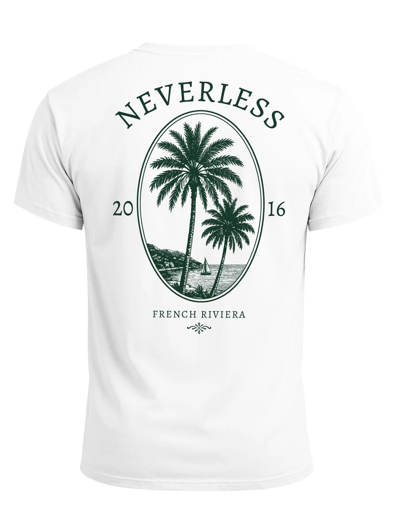 Herren T-Shirt Backprint - French Riviera - Baumwollshirt Männer Slim Fit