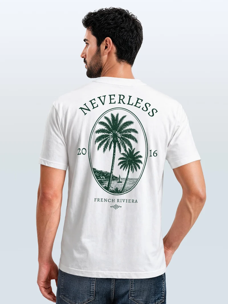 Herren T-Shirt Backprint - French Riviera - Baumwollshirt Männer Slim Fit