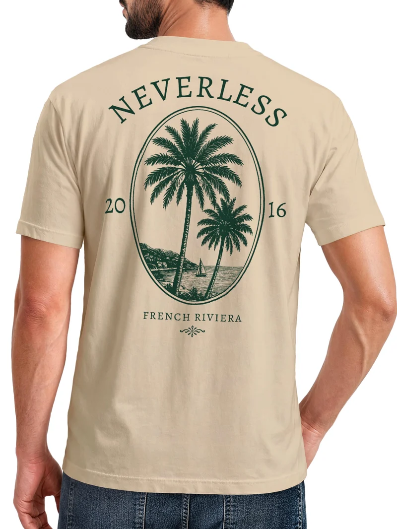 Herren T-Shirt Backprint - French Riviera - Baumwollshirt Männer Slim Fit