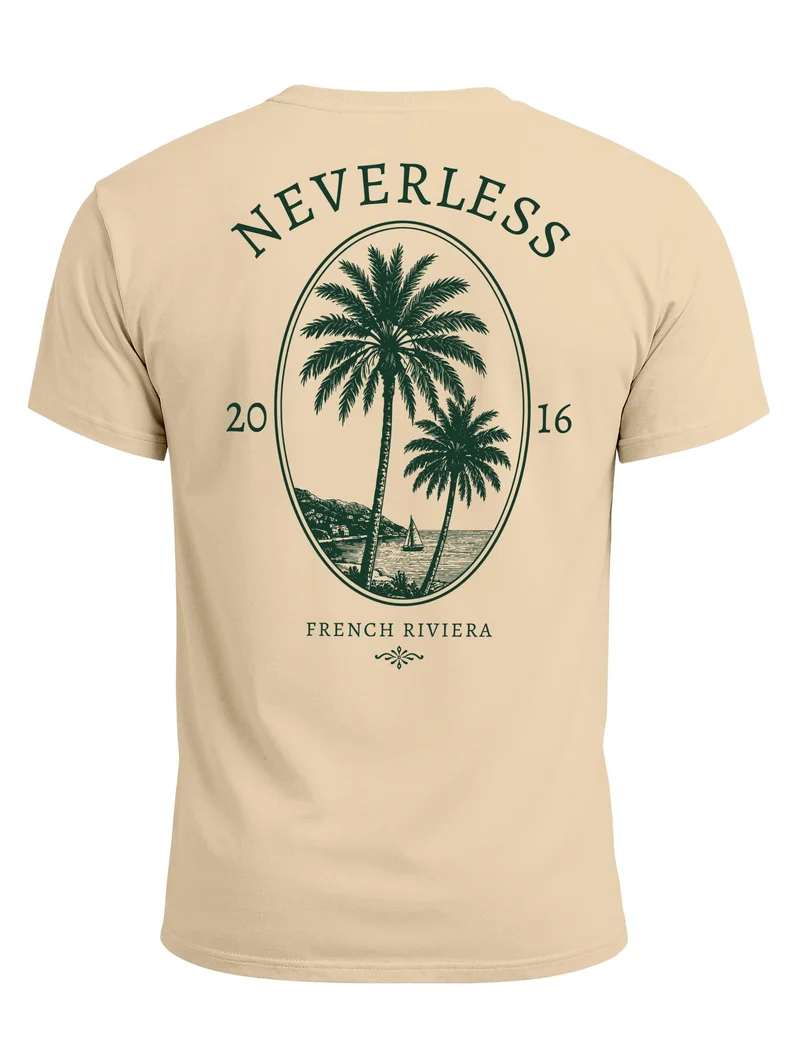Herren T-Shirt Backprint - French Riviera - Baumwollshirt Männer Slim Fit