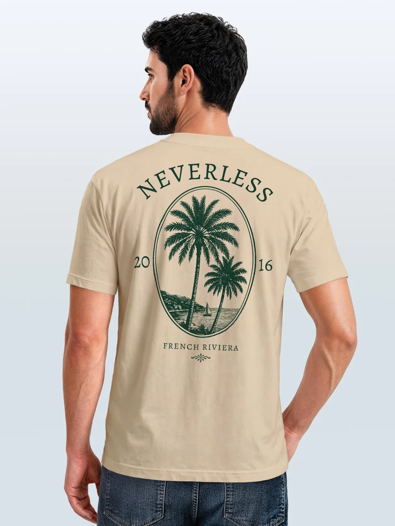 Herren T-Shirt Backprint - French Riviera - Baumwollshirt Männer Slim Fit