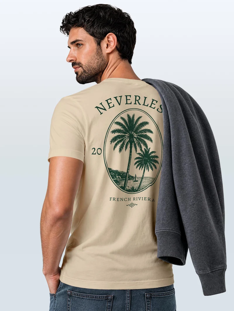 Herren T-Shirt Backprint - French Riviera - Baumwollshirt Männer Slim Fit