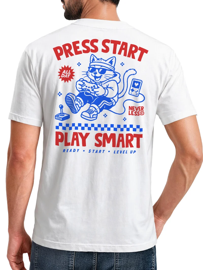 Herren T-Shirt Backprint - Play smart - Baumwollshirt Männer Fashion Streetstyle Slim Fit