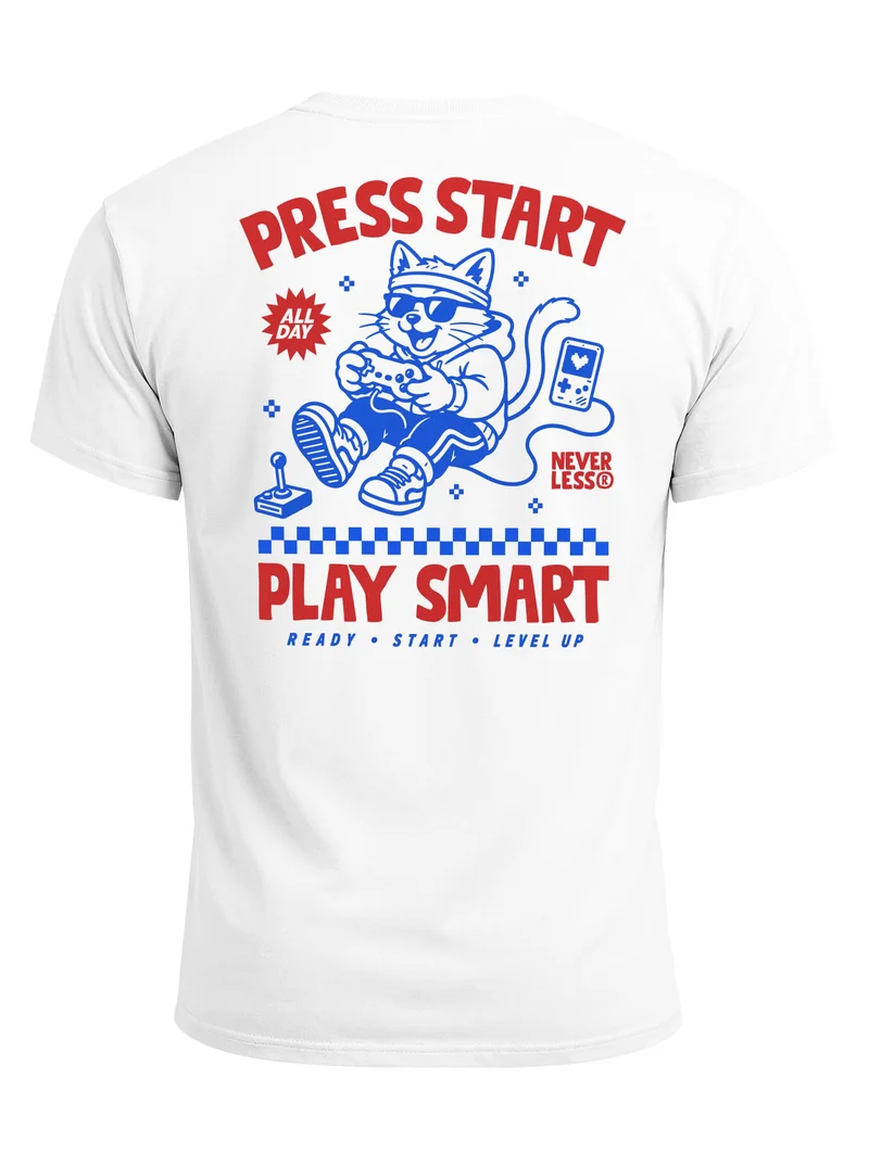 Herren T-Shirt Backprint - Play smart - Baumwollshirt Männer Fashion Streetstyle Slim Fit