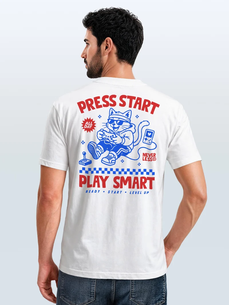 Herren T-Shirt Backprint - Play smart - Baumwollshirt Männer Fashion Streetstyle Slim Fit