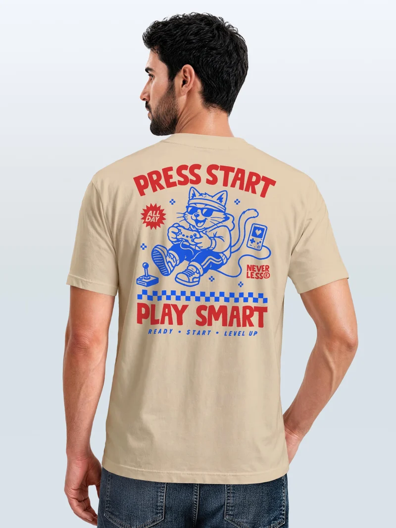 Herren T-Shirt Backprint - Play smart - Baumwollshirt Männer Fashion Streetstyle Slim Fit