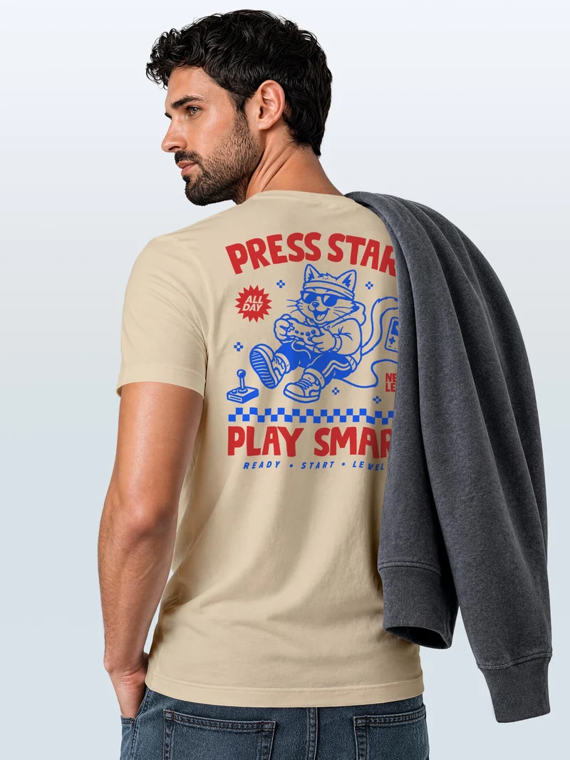 Herren T-Shirt Backprint - Play smart - Baumwollshirt Männer Fashion Streetstyle Slim Fit