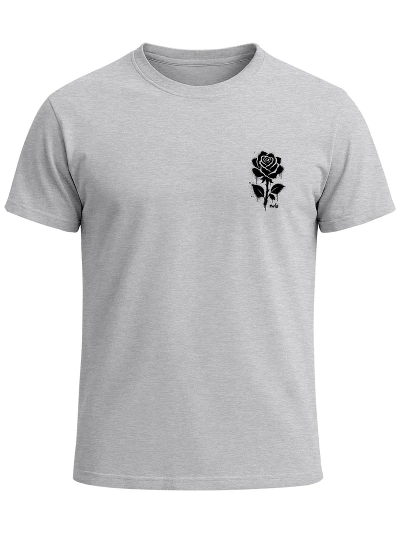 Herren T-Shirt Frontprint - Logo Design Graffiti Rose - Baumwollshirt Männer Fashion Streetstyle Slim Fit