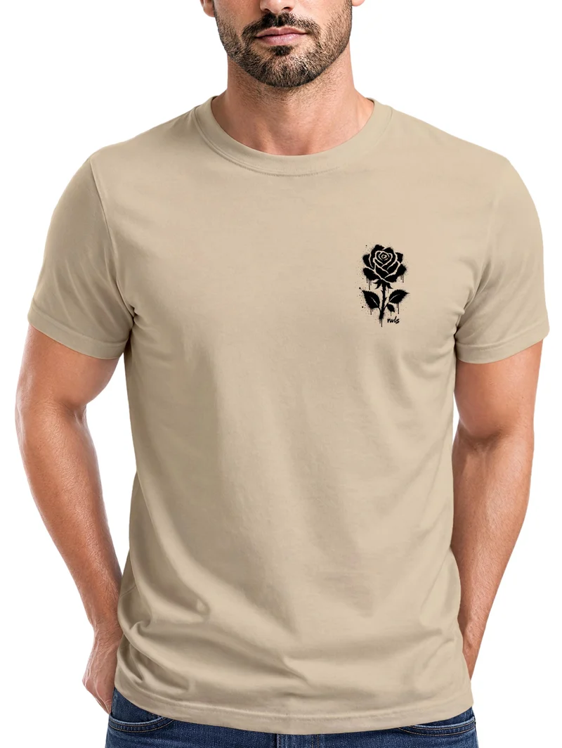 Herren T-Shirt Frontprint - Logo Design Graffiti Rose - Baumwollshirt Männer Fashion Streetstyle Slim Fit