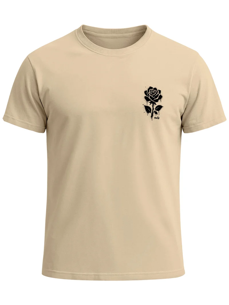 Herren T-Shirt Frontprint - Logo Design Graffiti Rose - Baumwollshirt Männer Fashion Streetstyle Slim Fit