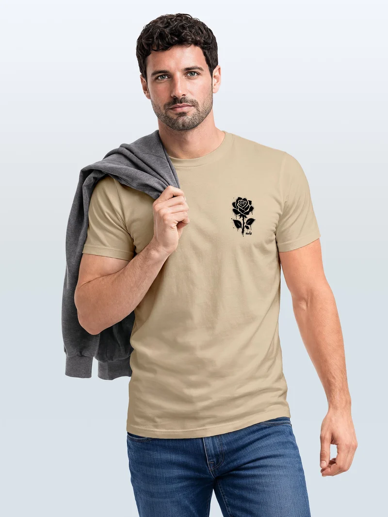 Herren T-Shirt Frontprint - Logo Design Graffiti Rose - Baumwollshirt Männer Fashion Streetstyle Slim Fit