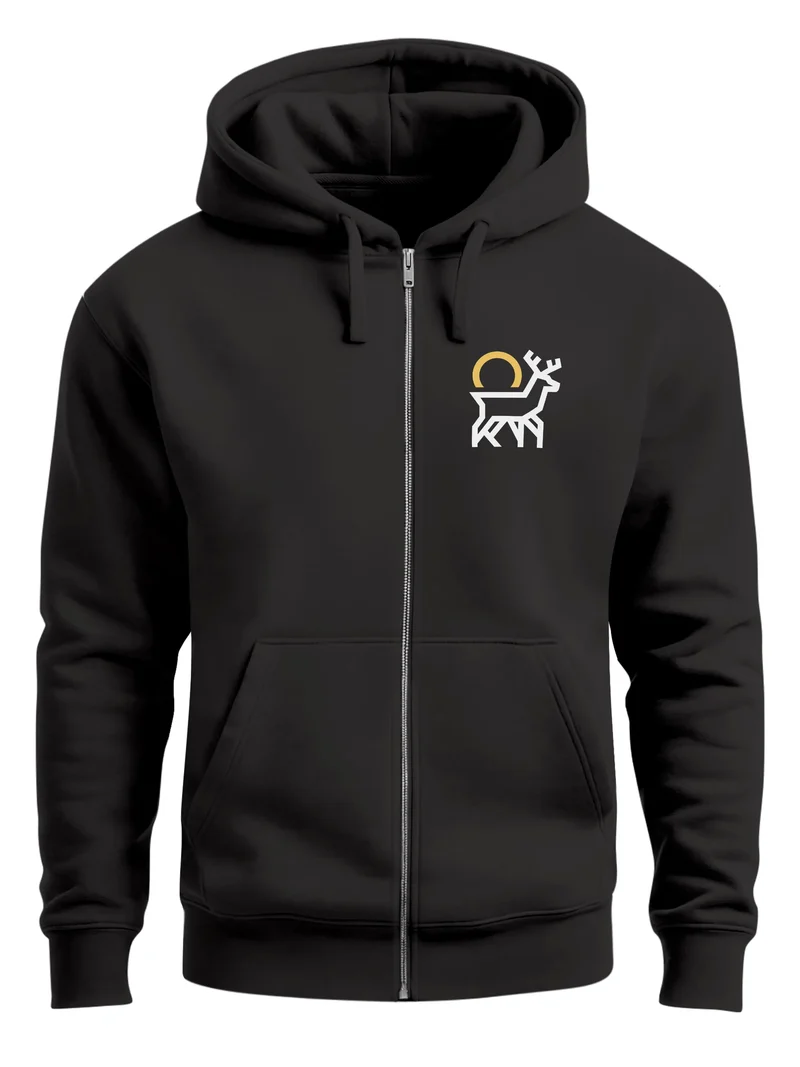 Herren Sweatjacke mit Kapuze Logo Wild Natur Aufdruck Zipjacke Zip-Hoodie Männer Fashion Streetstyle