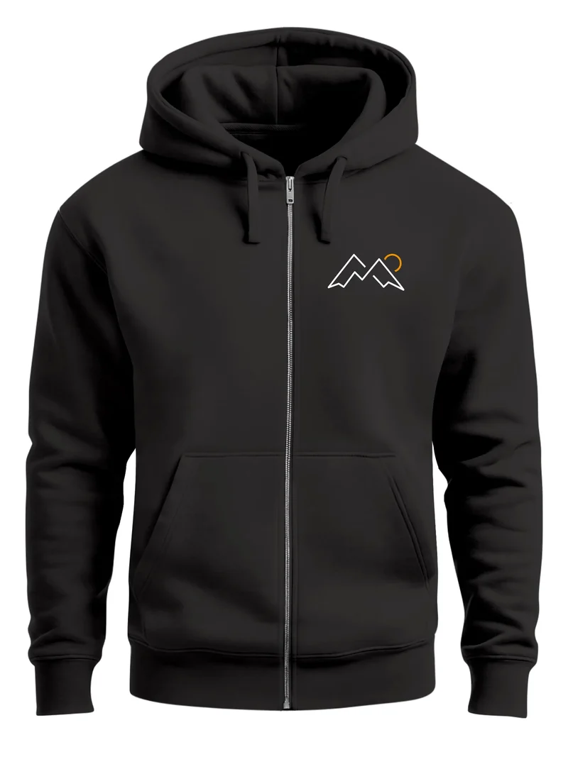 Herren Sweatjacke mit Kapuze Logoprint Mountain Life Pullover Zipjacke Zip-Hoodie Männer Outdoor Streetwear Herren