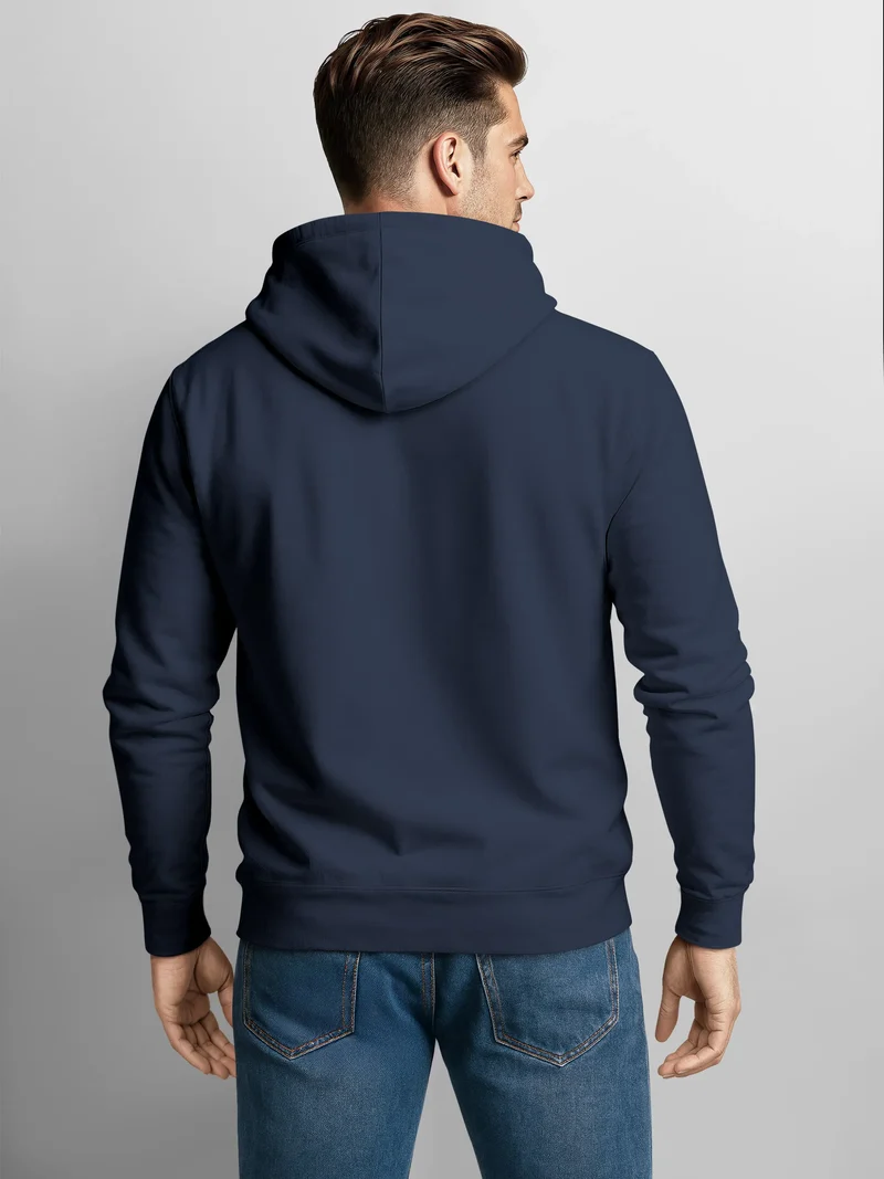 Herren Sweatjacke mit Kapuze Brustlogo Natur Elemente Aufdruck Motiv Zipjacke Zip-Hoodie Outdoor Adventure Wear