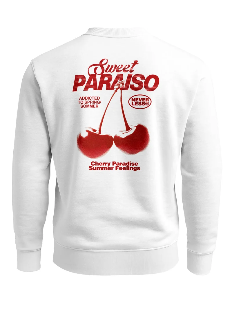 Sweatshirt Herren Pullover mit Backprint Sweet Paraiso Kirschen Fashion Streetwear Retro Fruit Style