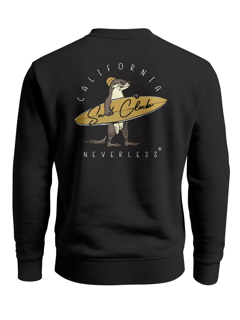 Sweatshirt Herren Pullover mit Backprint Surfer Motiv California Surf Club Fun Beach Style Fashion Streetwear