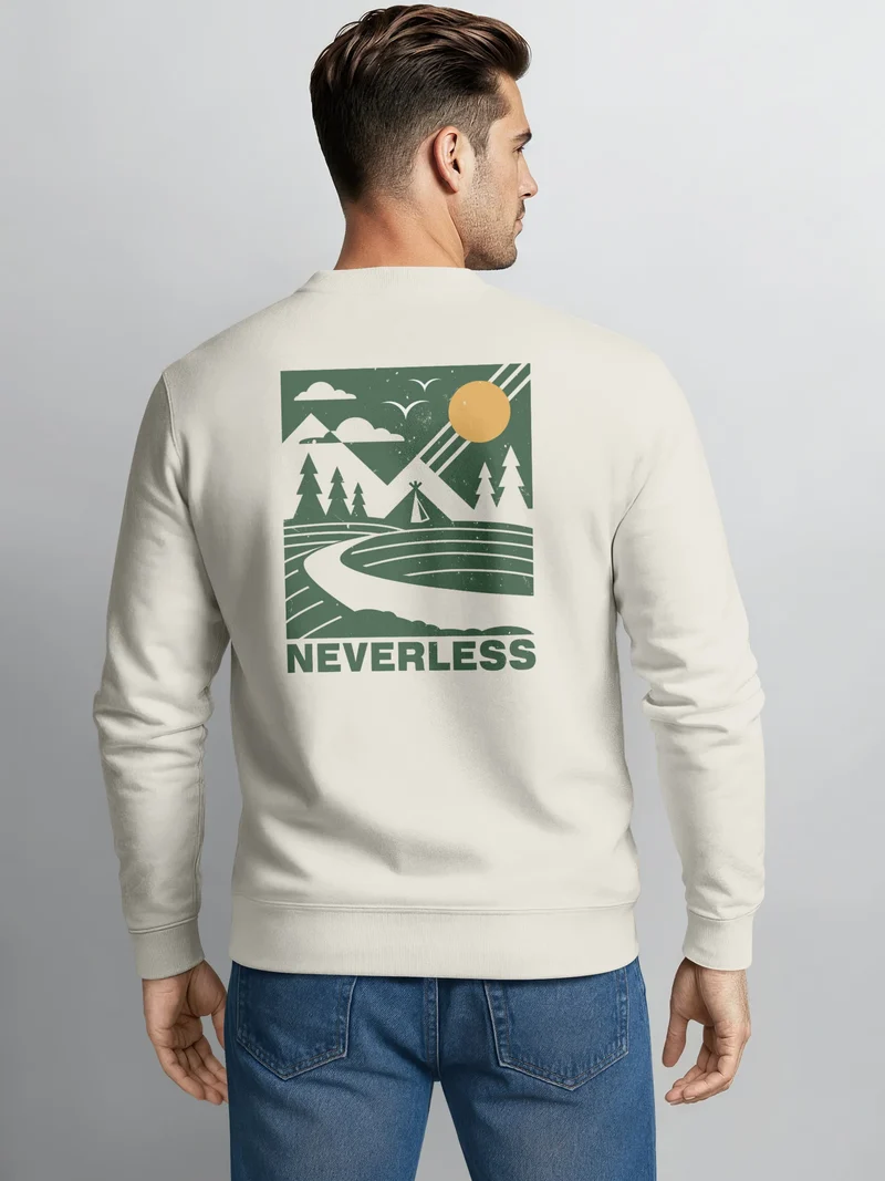Sweatshirt Herren Pullover mit Backprint Landscape Fashion Naturmotiv Outdoor Streetwear
